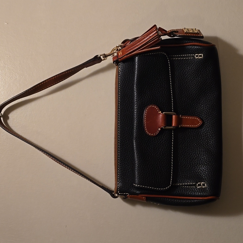 Dooney & Bourke Black and Tan Leather Shoulder Bag